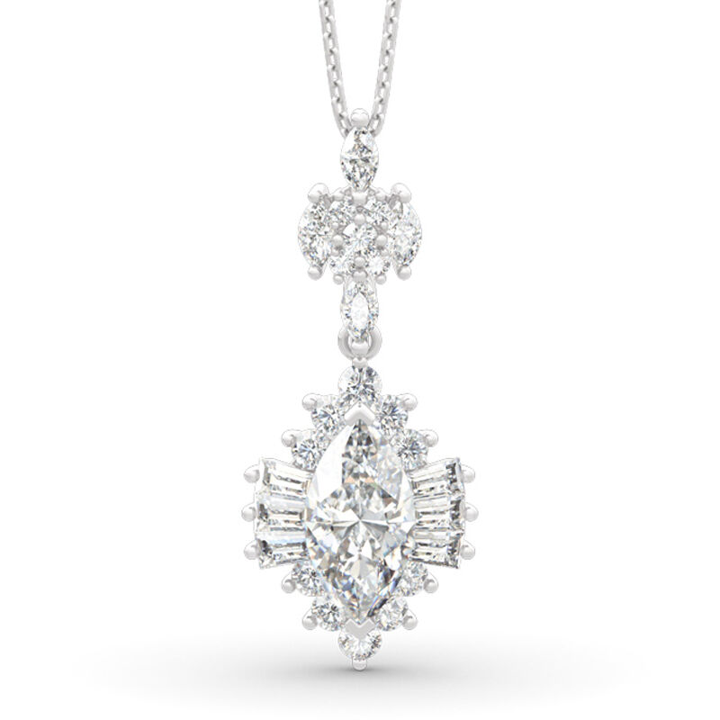Jeulia Dazzling Halo Marquise Cut Sterling Silver Necklace