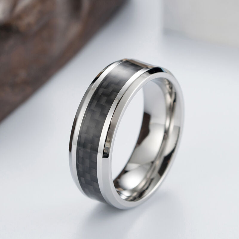 Jeulia Carbon Fiber Titanium Steel Men's Band