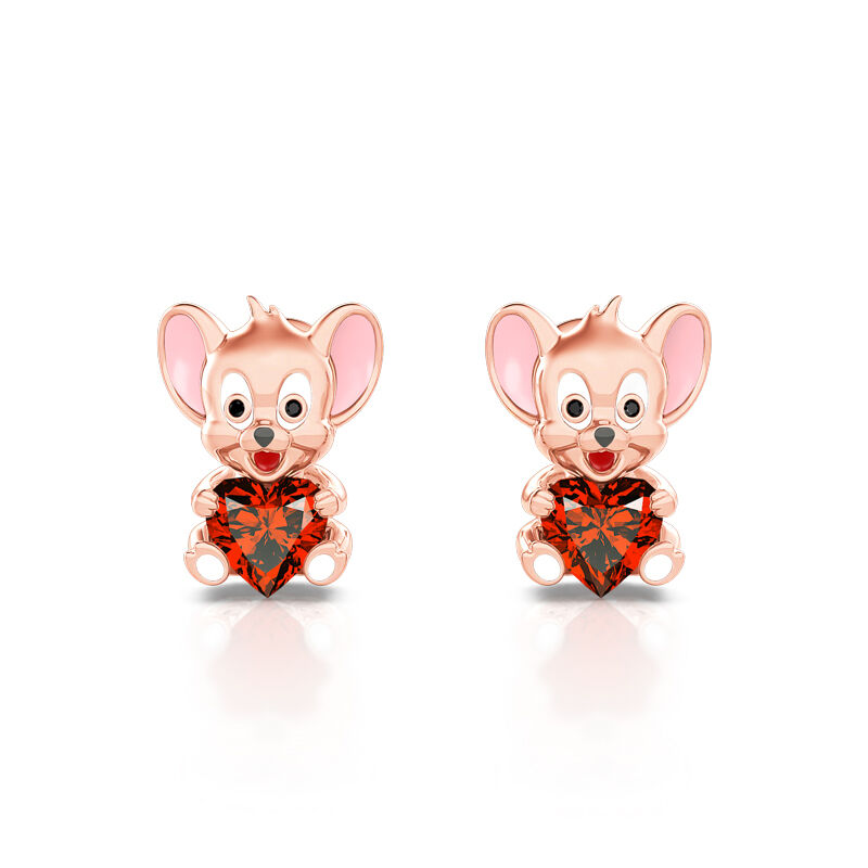 Jeulia Hug Me "Lovely Mouse" Heart Cut Sterling Silver Jewelry Set