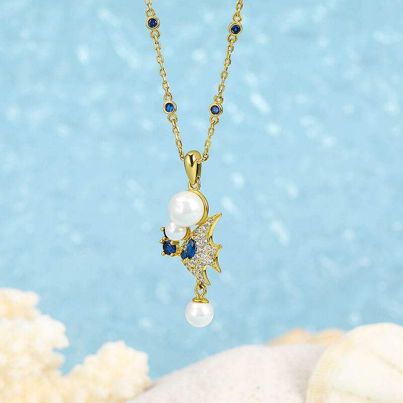 Jeulia "Adorable Tropical Fish" Cultured Pearl Sterling Silver Jewelry Set
