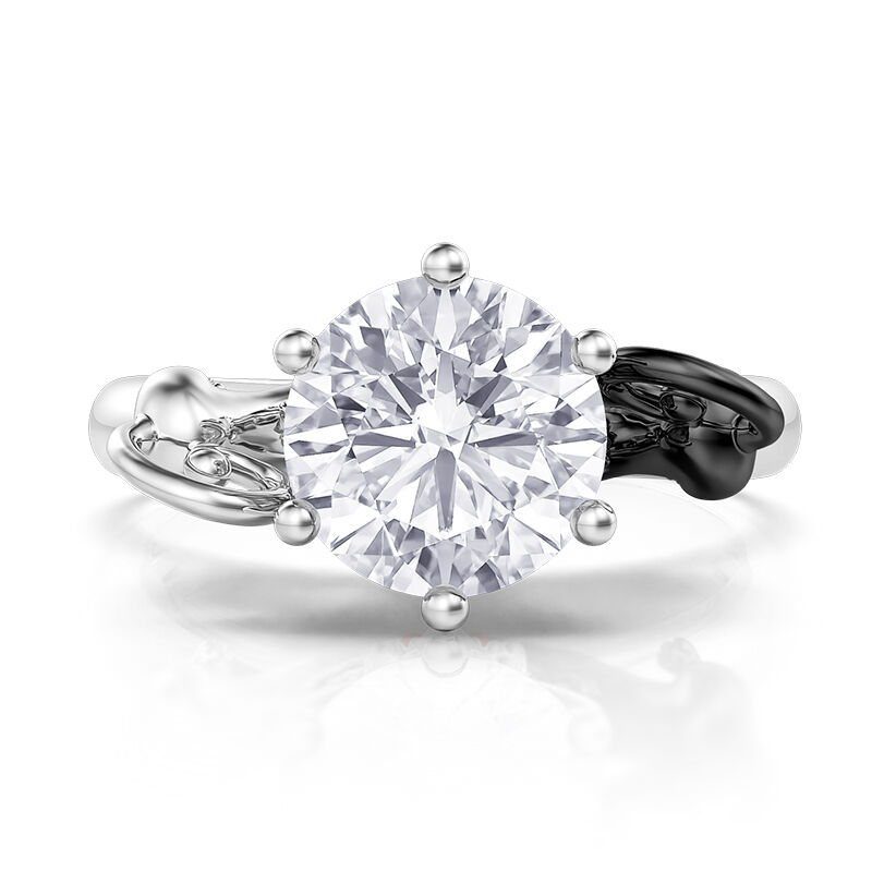 Jeulia Hug Me "League of Cats" Round Cut Sterling Silver Ring