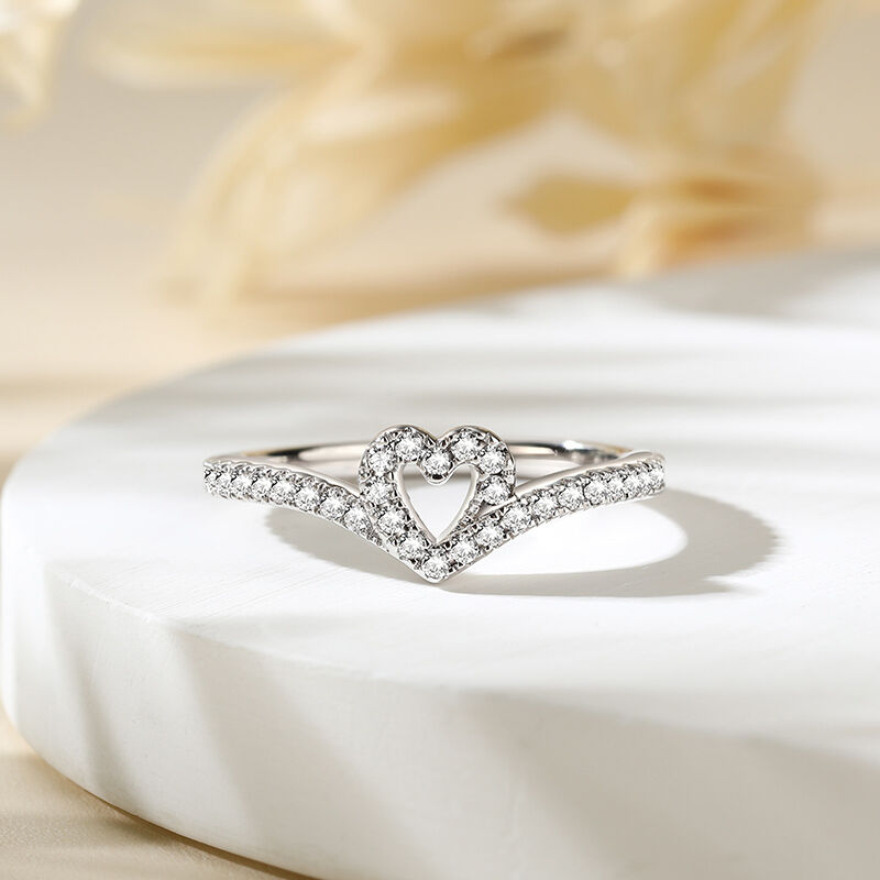 Jeulia Anillo de Promesa de Corazón Plata Diseño Torcido