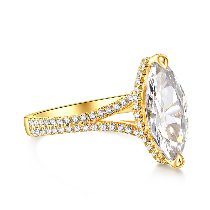 Jeulia Split Shank Marquise Cut Sterling Silver Engagement Ring