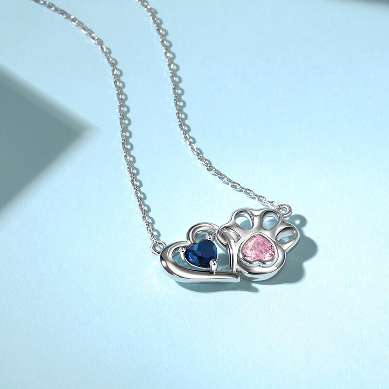Jeulia Furry Friends Heart Personalized Birthstone Sterling Silver Necklace