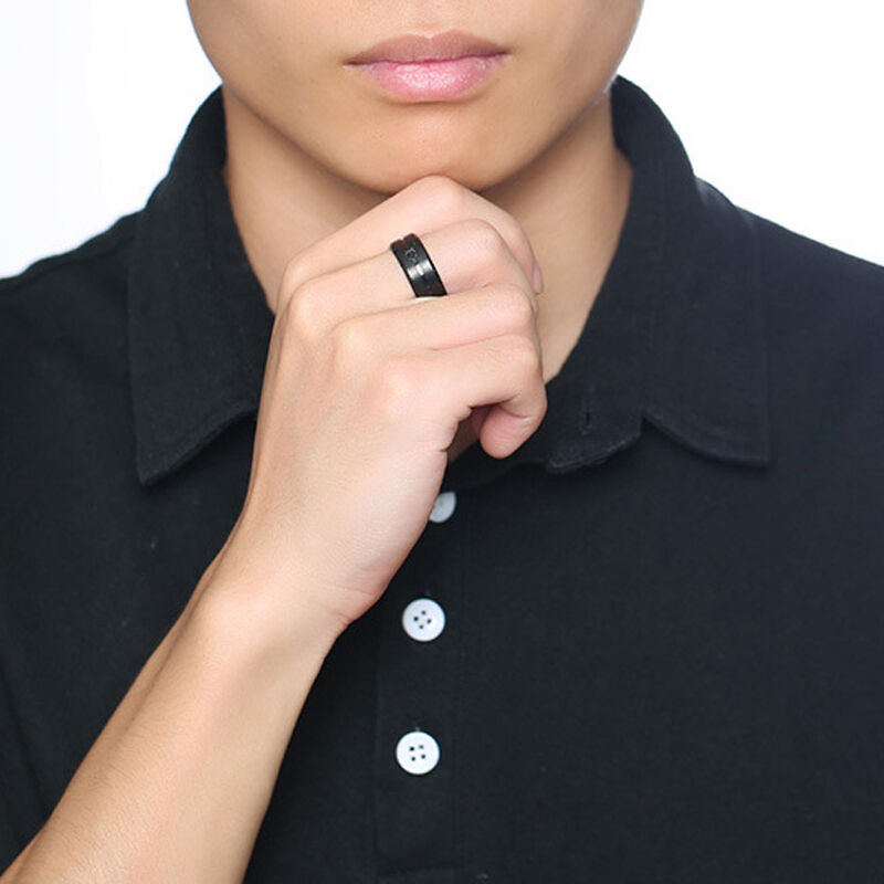 Jeulia Solitaire Black Stainless Steel Men's Band