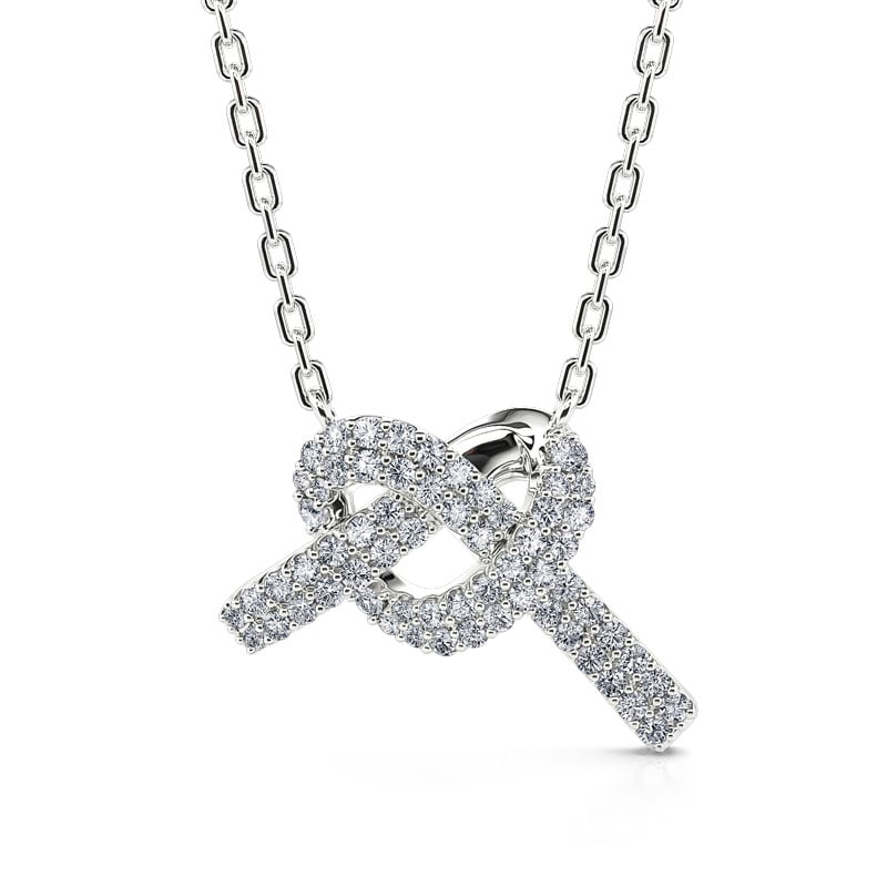 Jeulia "Into Her Heart" Knot Sterling Silver Necklace