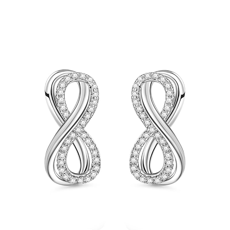 Jeulia "Infinity Love" Round Cut Sterling Silver Stud Earrings