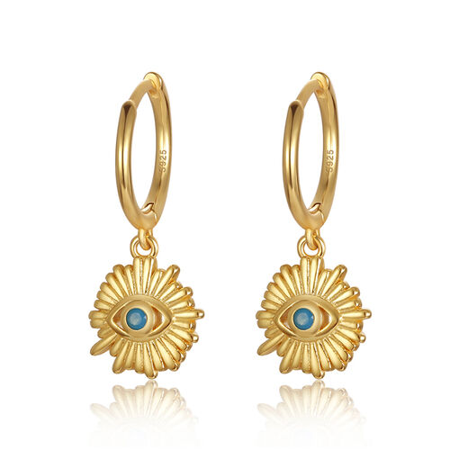 Jeulia Evil Eye Sterling Silver Drop Earrings