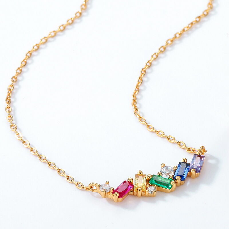 Jeulia Rainbow Color Sterling Silver Necklace