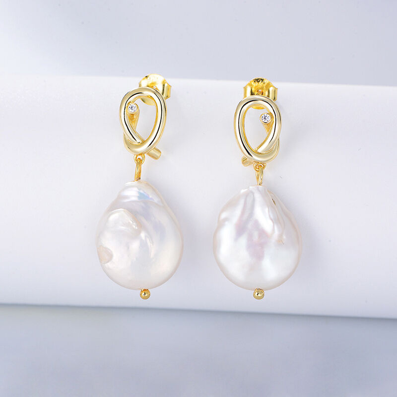 Jeulia Cultured Baroque Pearl Sterling Silver Drop Earrings
