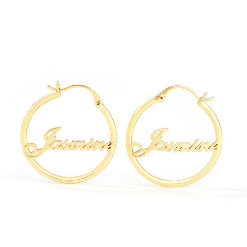 Jeulia "Best Wishes" Personalized Name Hoop Sterling Silver Earrings