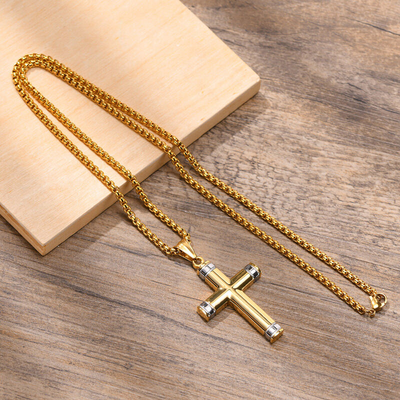 Jeulia Cross Design Stainless Steel Men's Necklace