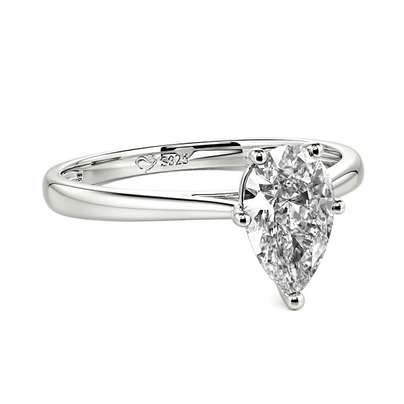 Jeulia Pear Cut Solitaire Sterling Silver Engagement Ring