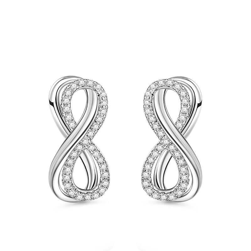 Jeulia "Infinity Love" Round Cut Sterling Silver Stud Earrings