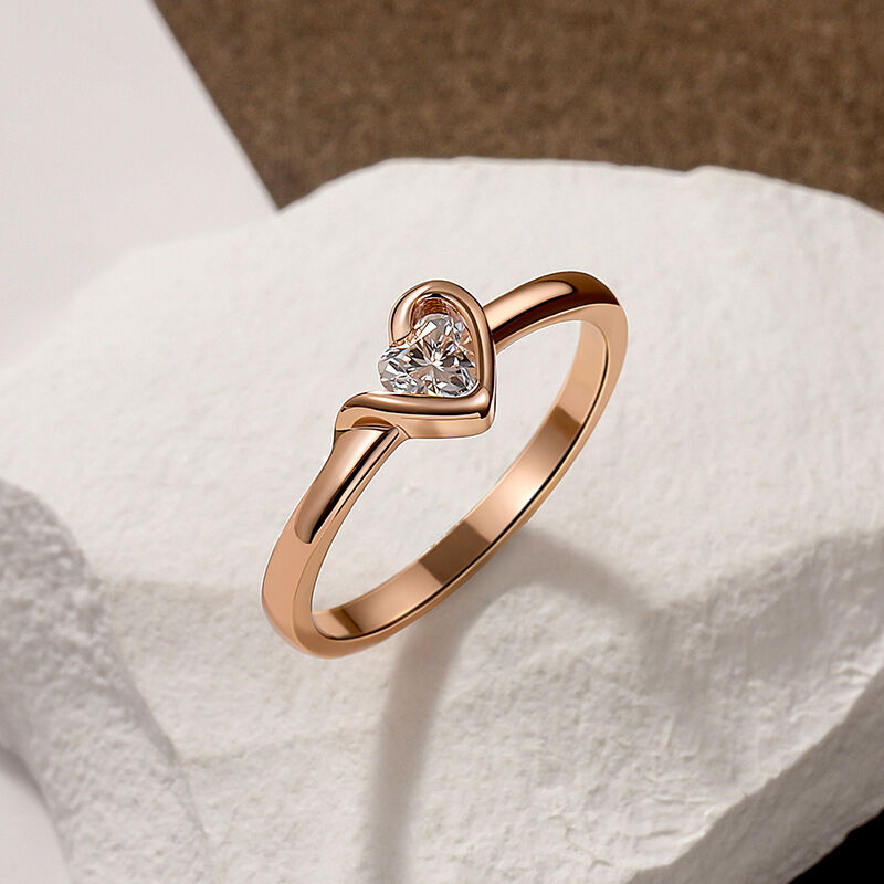 Jeulia Anello di Promessa a Cuore con Solitario in Argento Sterling