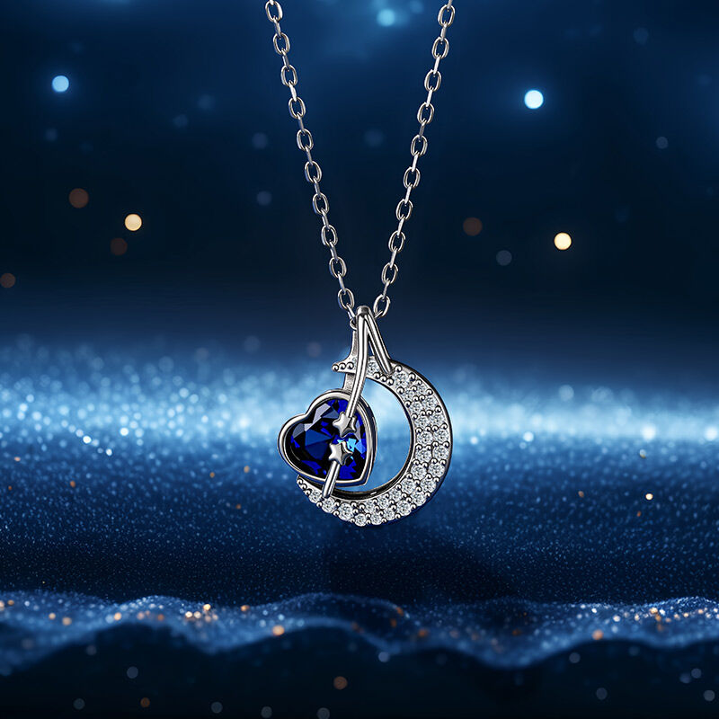 Jeulia Hug Me Colgante Corazón Personalizado Piedra de Nacimiento Luna y Estrellas
