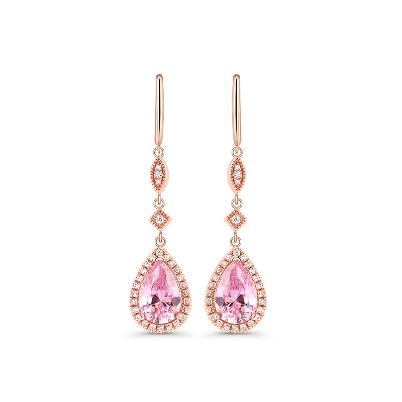 Jeulia Pear Cut Synthetic Morganite Sterling Silver Earrings