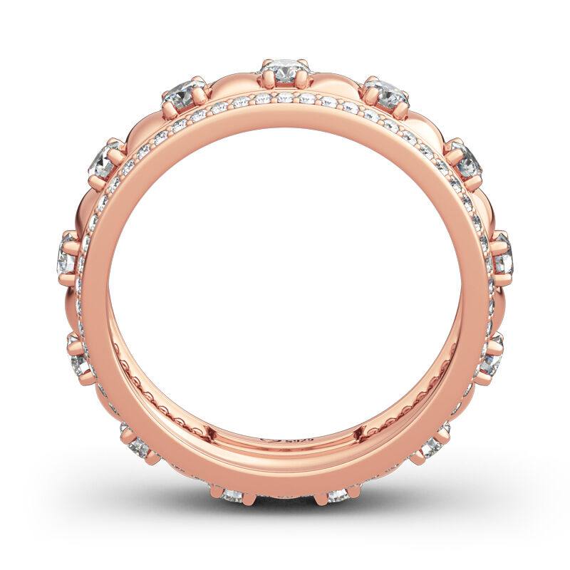 Jeulia Rose Gold Tone Round Cut Sterling Silver Women's Band