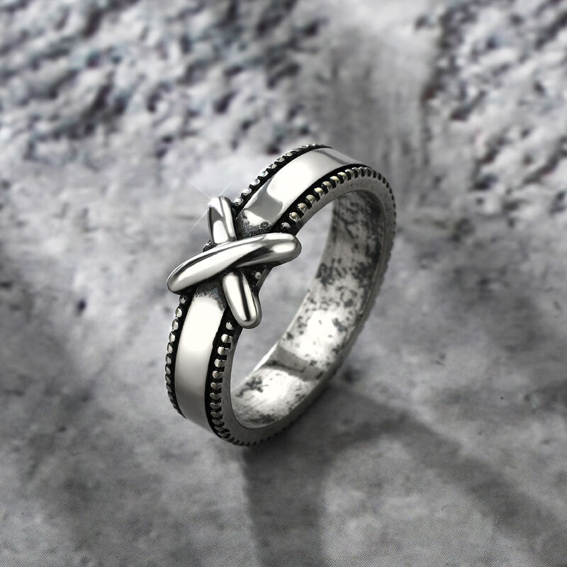 Jeulia "Geheimnisvolles X" Knoten-Design Sterling Silber Ring