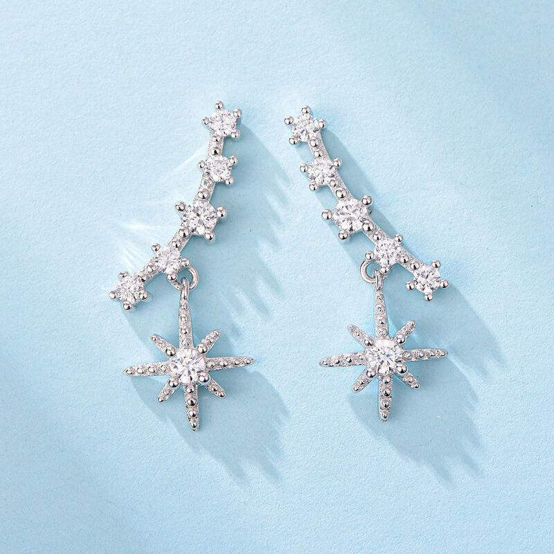 Jeulia Eight-pointed Star Design Sterling Silver Earrings
