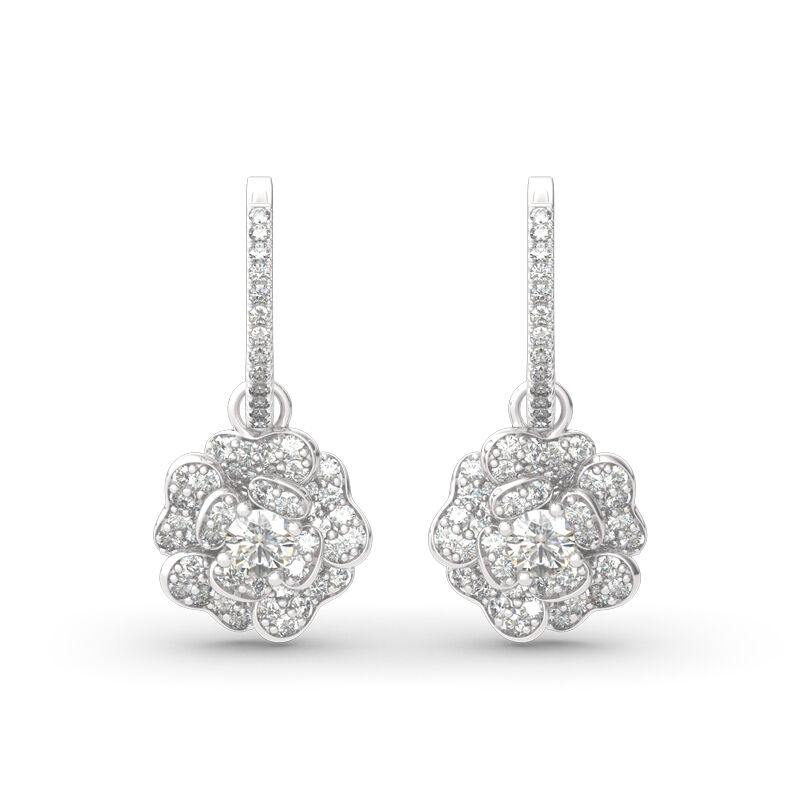 Jeulia Flower Design Sterling Silver Drop Earrings