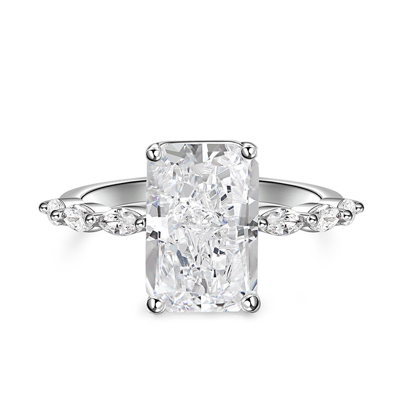 Luxurious Golden Emerald Cut Engagement Ring In Sterling Silver main image 0