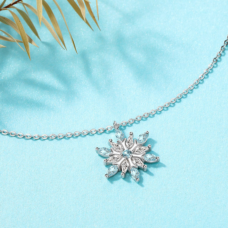 Jeulia Simple Snowflake Necklace Marquise Sterling Silver