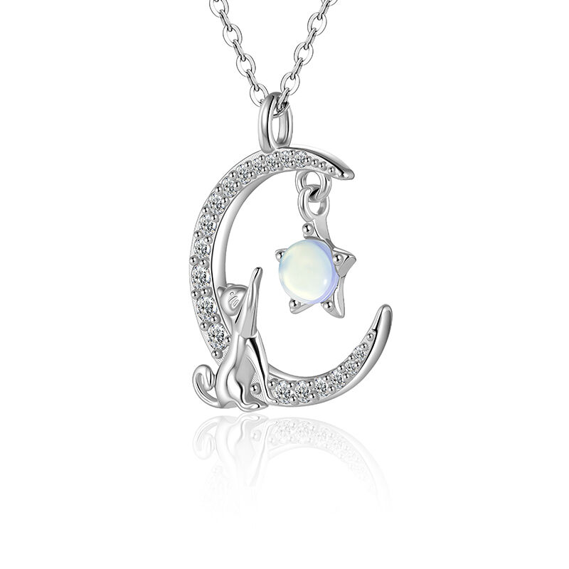 Jeulia Moon Huggers Collier Chat en Pierre de Lune