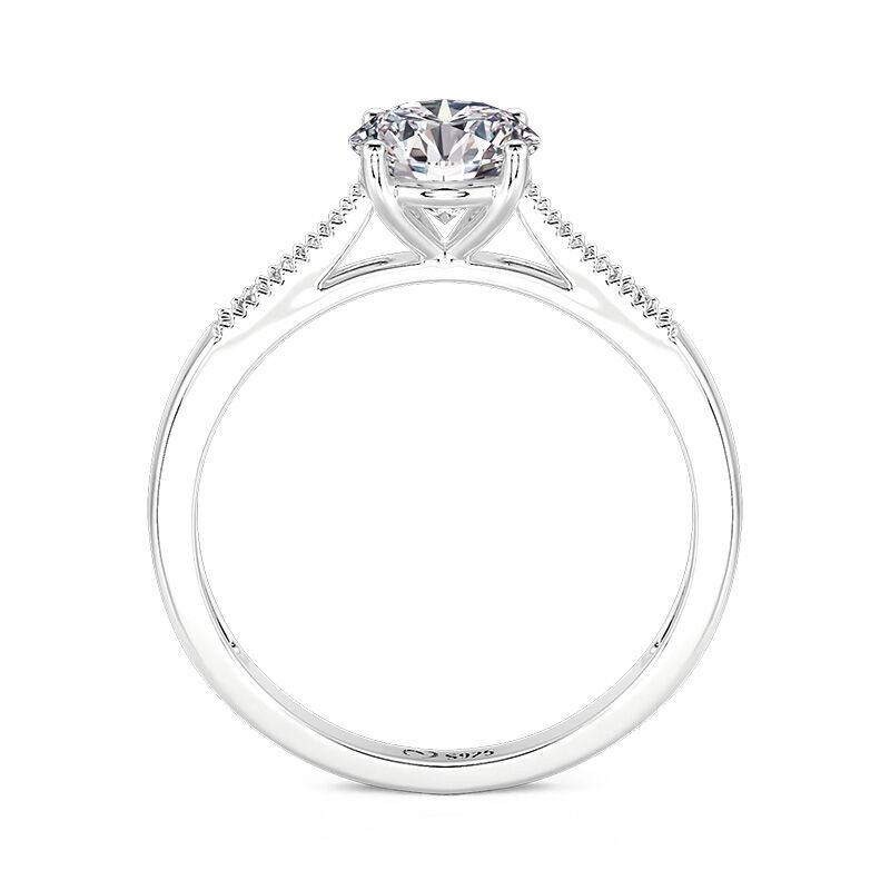 Jeulia Reverse Tapered Beaded Round Solitaire Engagement Ring