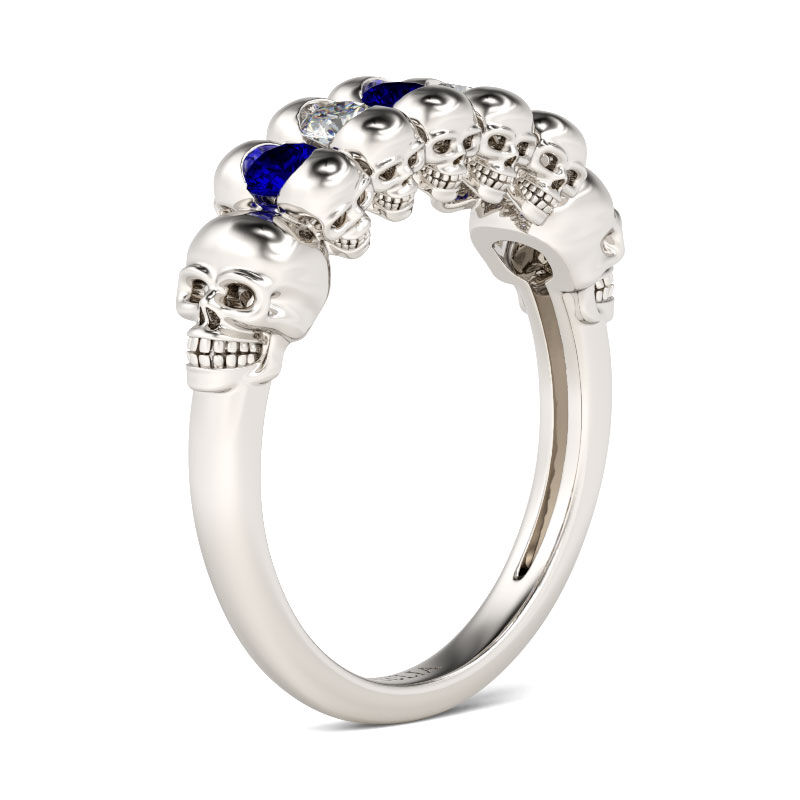Jeulia Double Face Round Cut Sterling Silver Skull Ring