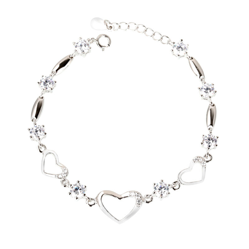 Jeulia Heart Shape Sterling Silver Bracelet