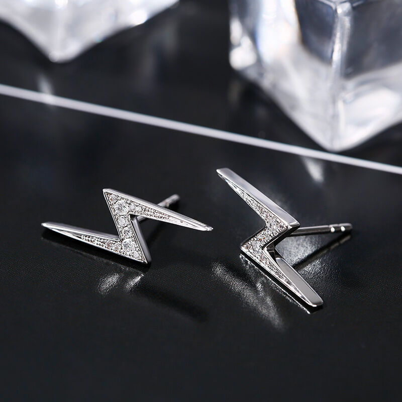 Jeulia Lightning Design Sterling Silver Stud Earrings