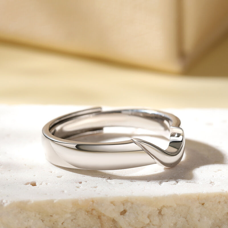 جوليا خاتم رجالي من الفضة الإسترليني نصف قلب قابل للتعديل "الحب الحقيقي"