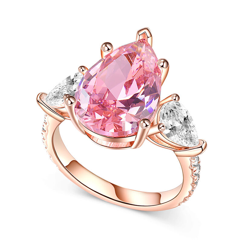 Jeulia Three Stone Pear Shaped Engagement Ring