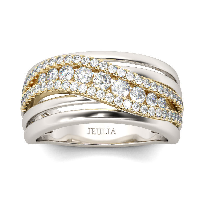 Jeulia Two Tone Intertwined Sterling Silver Women's Band