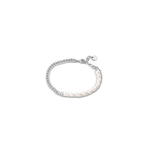 Jeulia Demi Pearl and Chain Sterling Silver Bracelet
