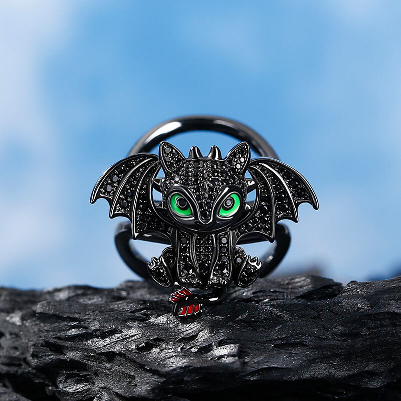 Jeulia "Flying Dragon" Movable Sterling Silver Ring