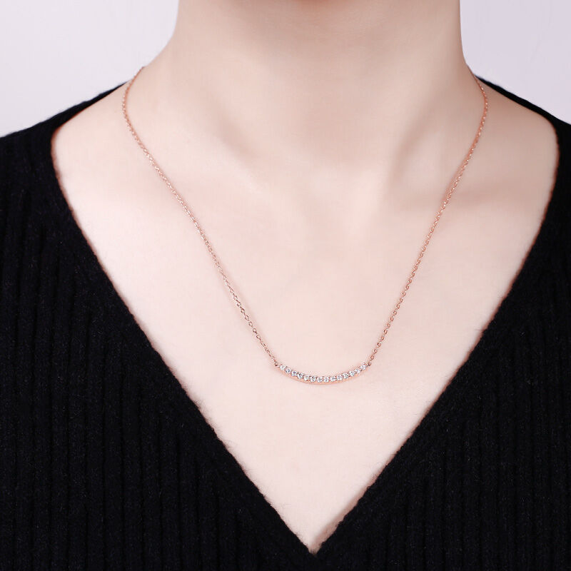 Jeulia Simple Style Round Cut Sterling Silver Necklace