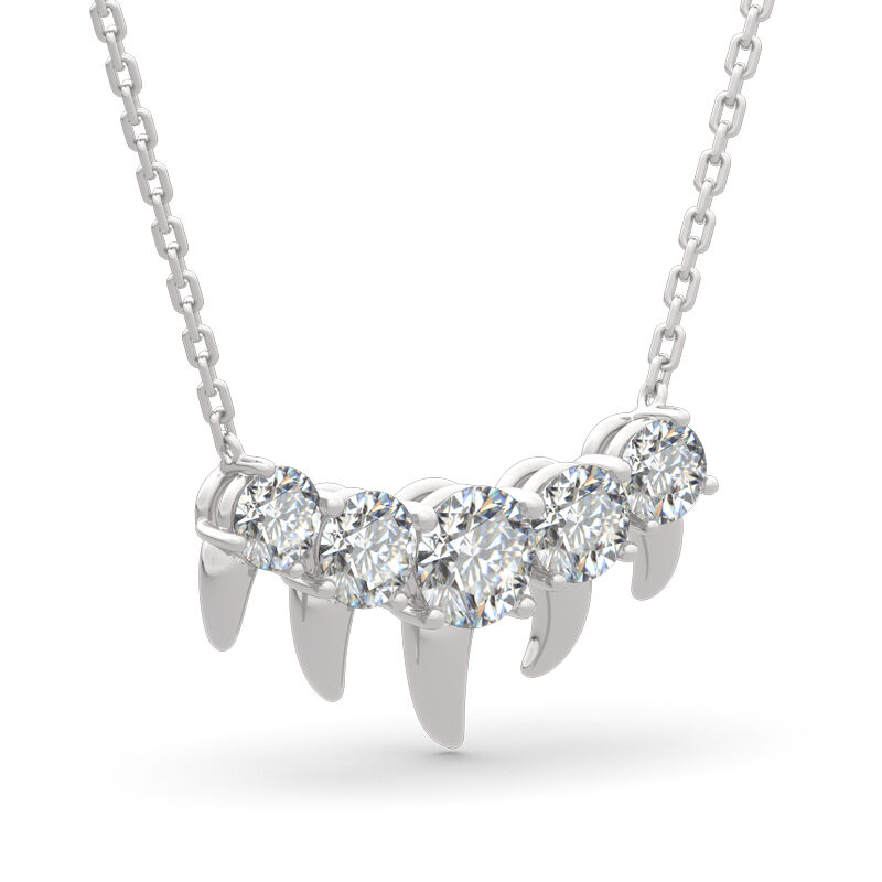 Jeulia Spike Design Round Cut Sterling Silver Necklace