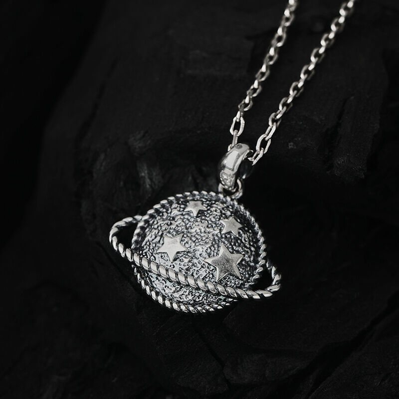 Jeulia Planet Design Sterling Silber Halskette