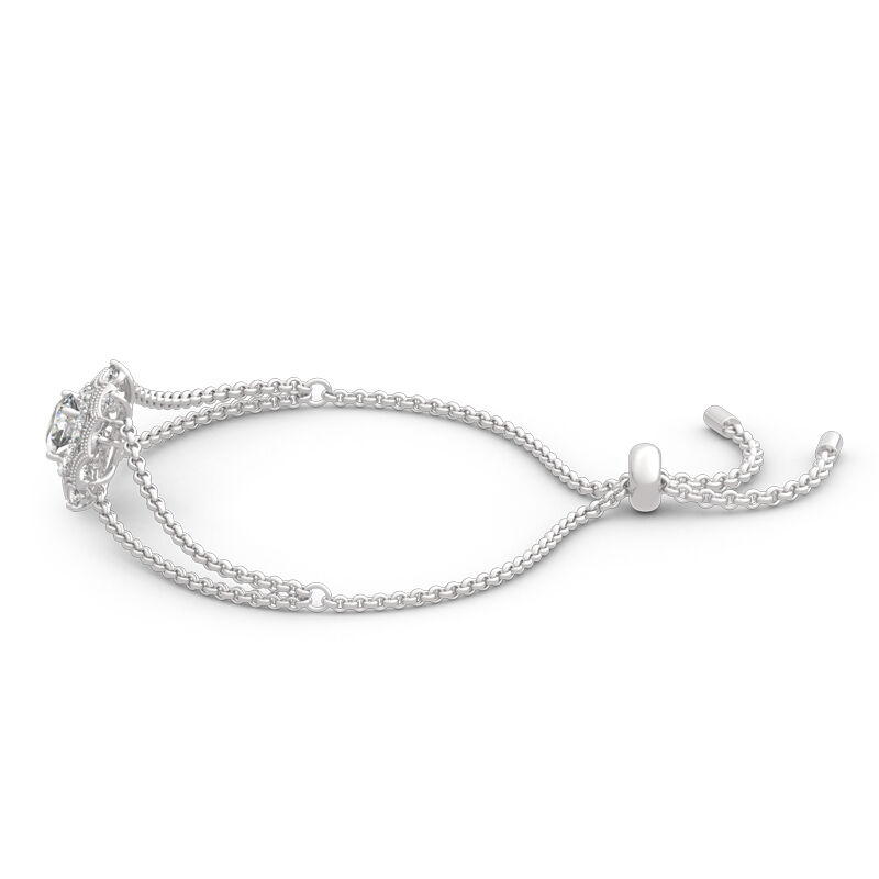 Jeulia "Winter Love" Snowflake Round Cut Sterling Silver Bracelet