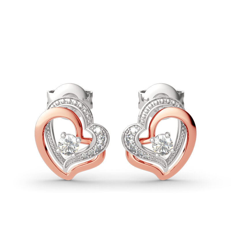Jeulia Double Heart Sterling Silver Stud Earrings