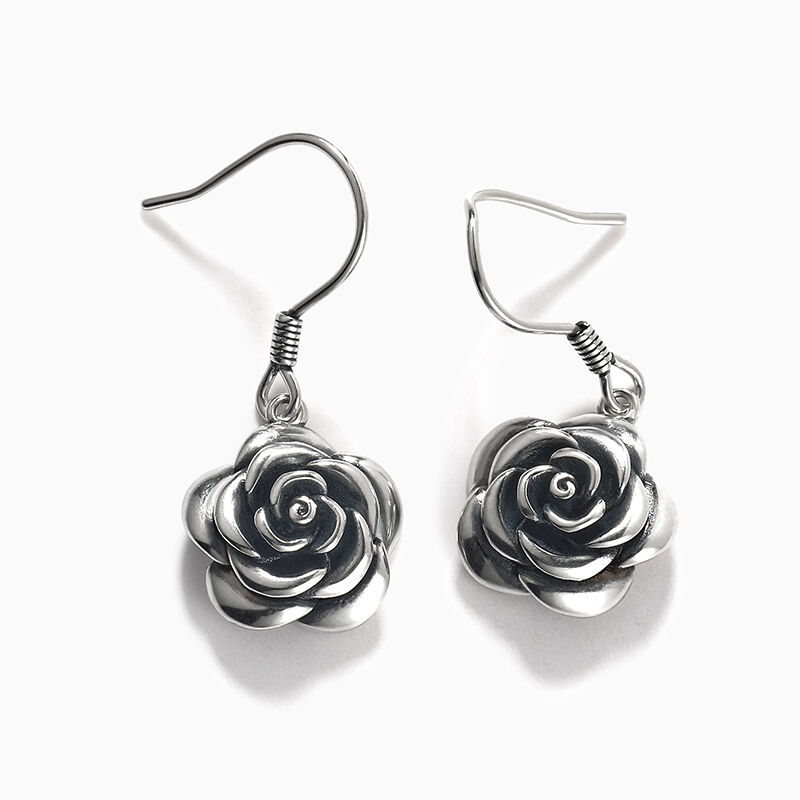 Jeulia "Blooming Rose" Flower Sterling Silver Earrings