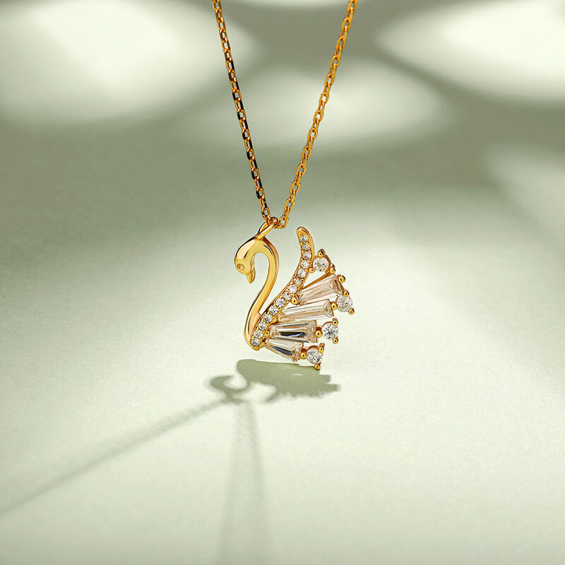 Jeulia Lovely Swan Sterling Silver Necklace
