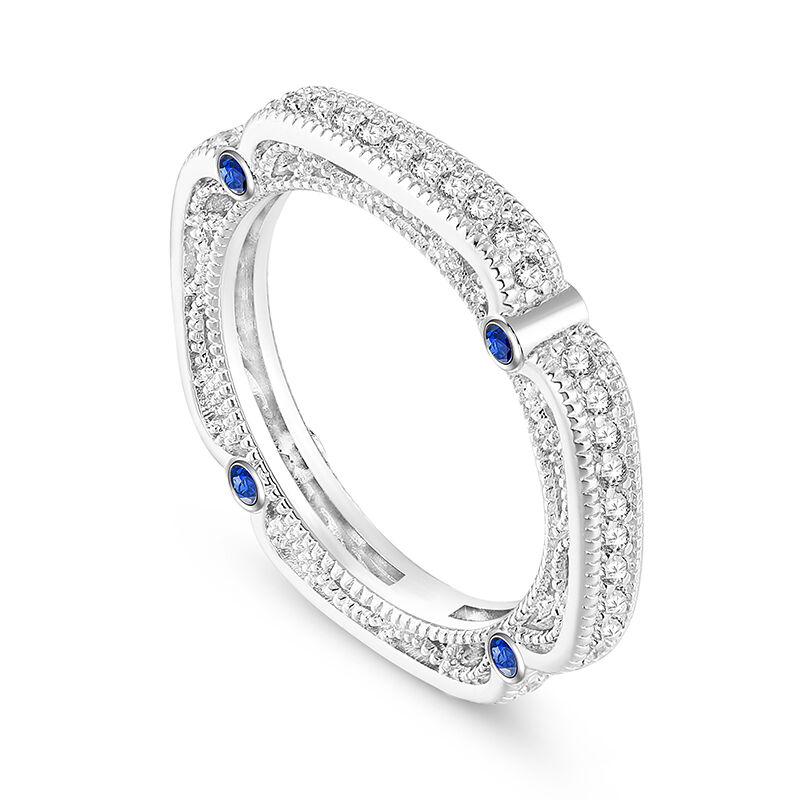 Jeulia “Lucky Blue Star” Fascia nuziale con perline d'epoca in argento sterling