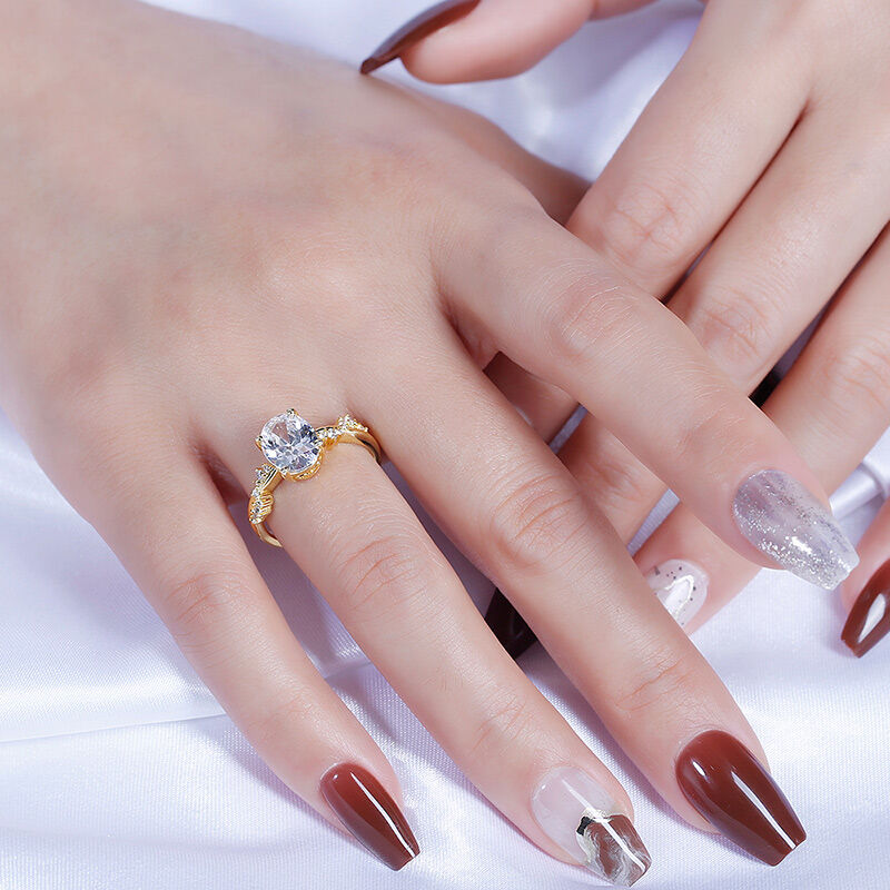 Jeulia Bague 10K/14K/18K Or Platine Moissanite  Torsade Coupe Ovale