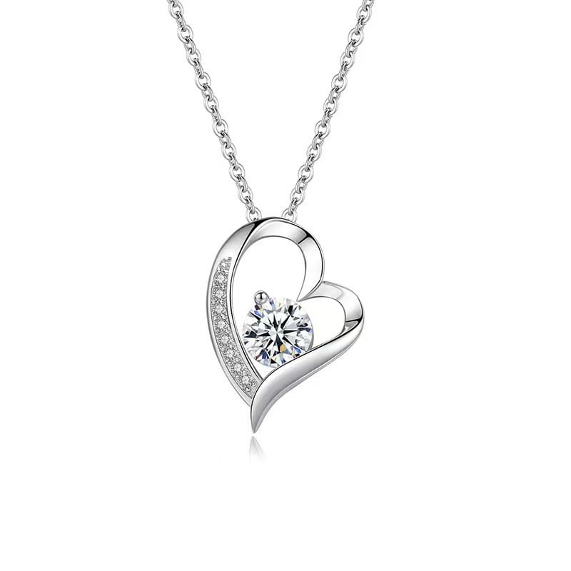 Jeulia Classic Heart Necklace Sterling Silver