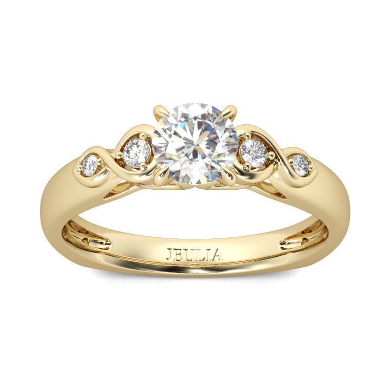 Jeulia Gold Tone Infinity Round Cut Sterling Silver Ring