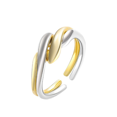 Jeulia Water Ripple Stackable Sterling Silver Adjustable Open Ring