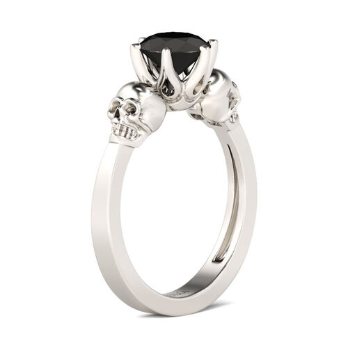 Jeulia Skull Design Round Cut Sterling Silver Ring